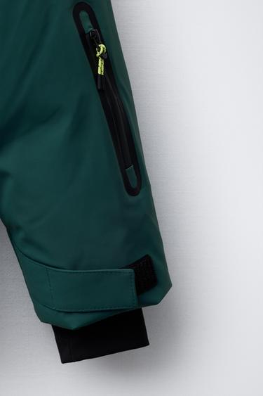 WATER-RESISTANT AND WINDPROOF COLOR BLOCK DOWN FEATHER PUFFER JACKET WITH DETACHABLE HOODIE RECCO® SYSTEM SKI COLLECTION - Green by Zara - Image 7