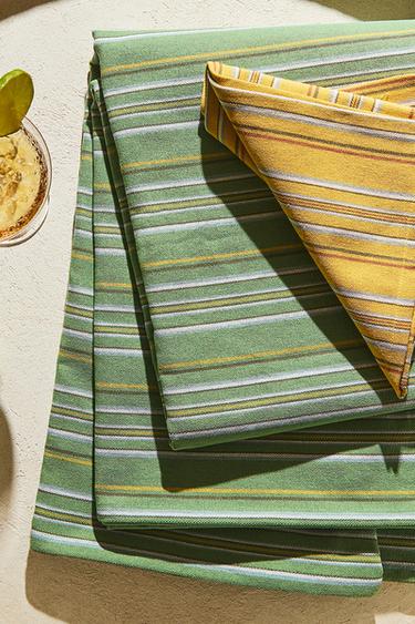 MULTICOLOURED STRIPED TABLECLOTH - Green by Zara