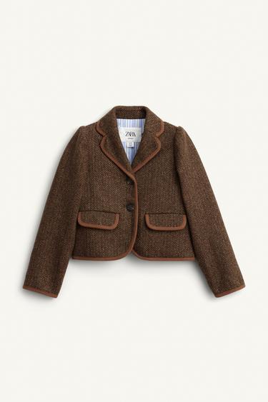 BLAZER ESPIGA CON LANA LIMITED EDITION  - Marrón vigoré de Zara