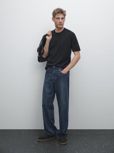 Camiseta punto 100% algodón - Marino de Zara