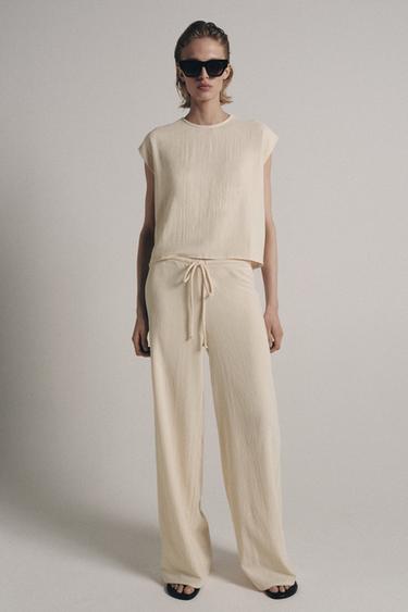 RUSTIC STRAIGHT TROUSERS - Ecru by Zara - Image 0