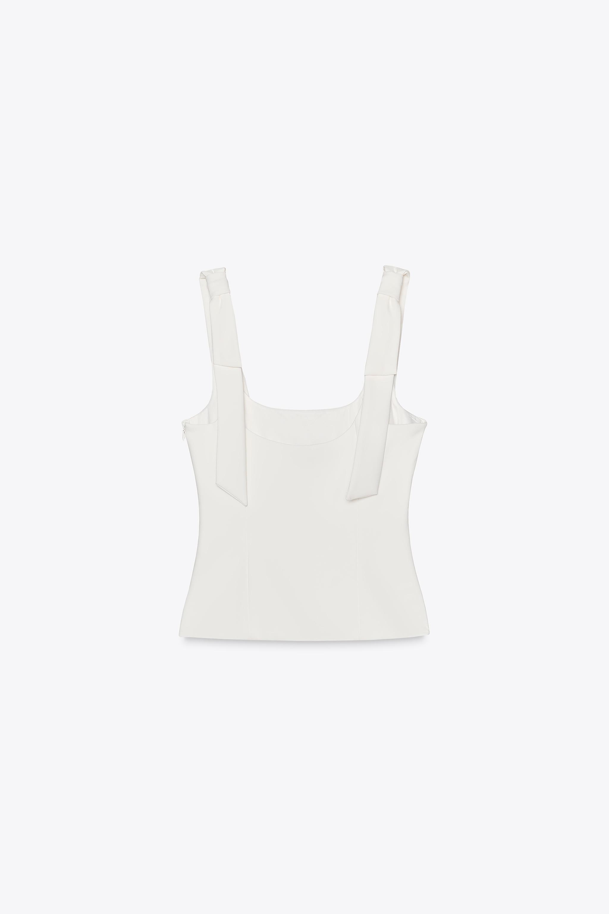 STRETCH TOP WITH BOWS - White | ZARA United States