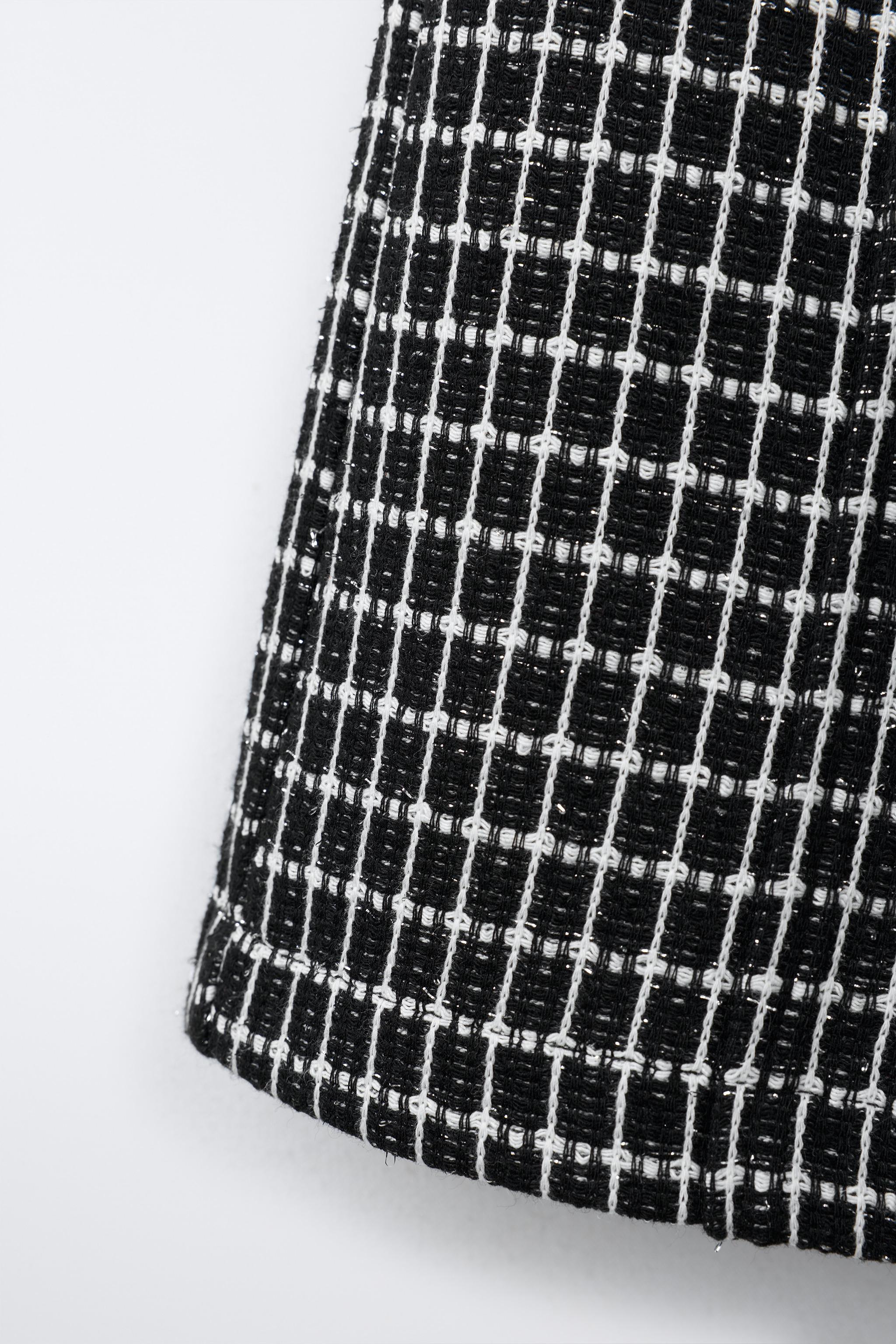 チェック柄テクスチャーバミューダパンツ - ブラック/ホワイト | ZARA 