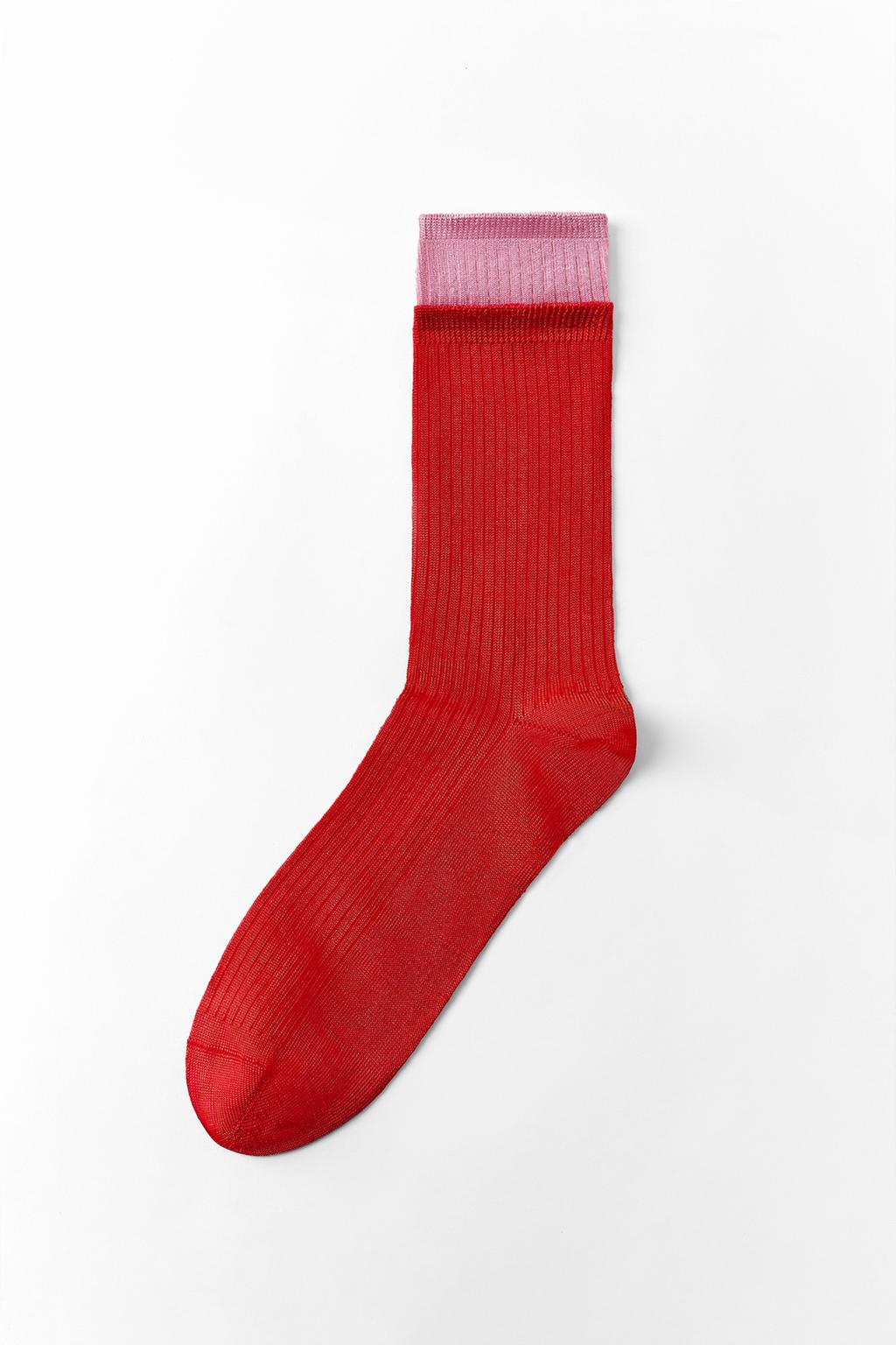 RIBBED SOCKS WITH DOUBLE-EFFECT DETAIL