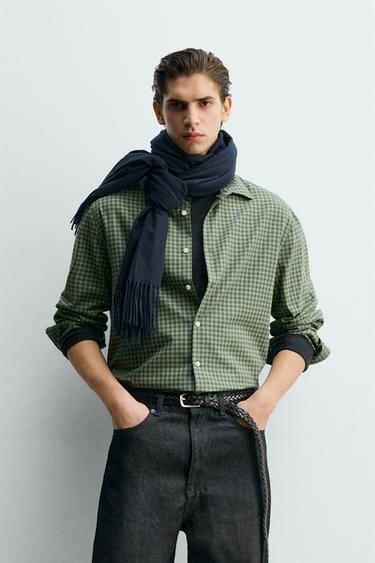 СОРОЧКА REGULAR FIT У КЛІТИНКУ - Зелений Zara