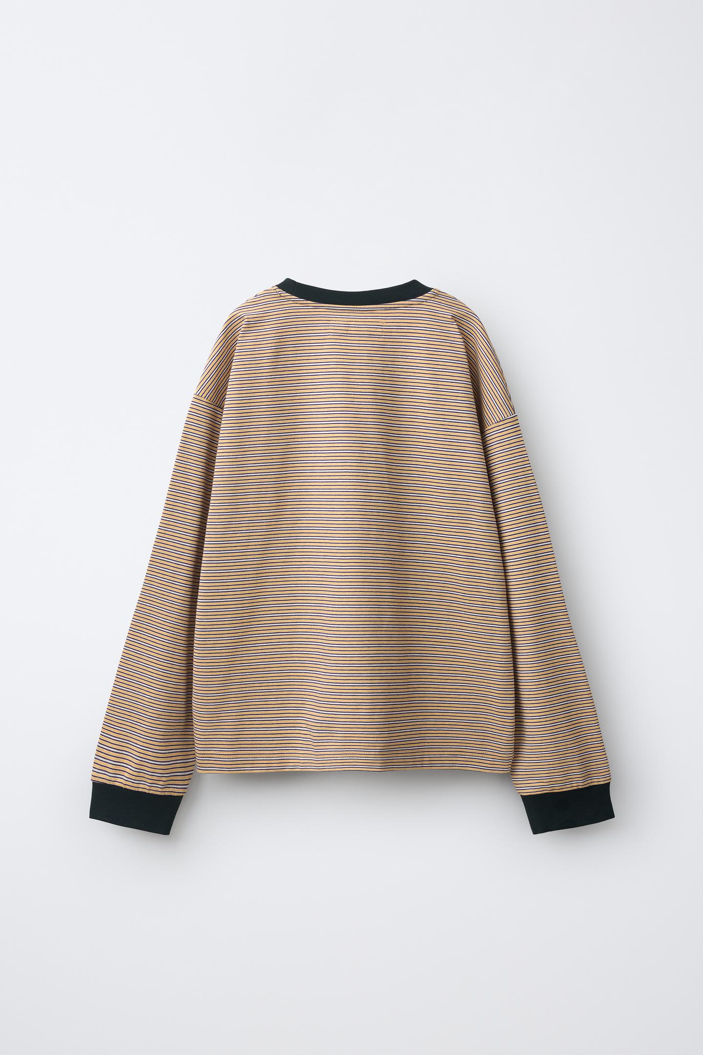 Детская футболка Zara Striped Print Pocket, цвет: Жёлтый — фото 2