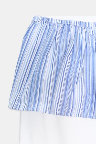 PANTALON DROIT À VOLANT EN MATIÈRES VARIÉES - Blanc de Zara - Image 6