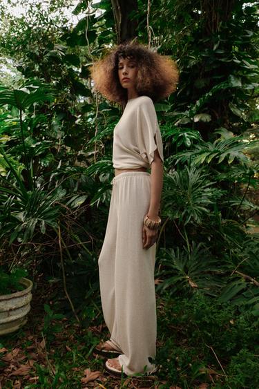 RUSTIC WIDE-LEG TROUSERS - Light beige by Zara - Image 3