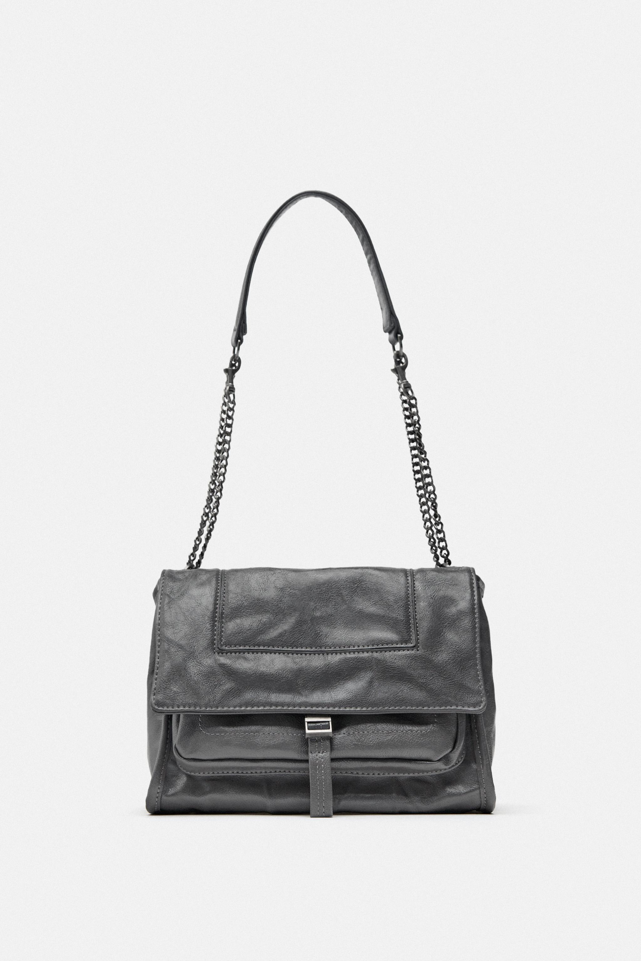 ROCKER CROSSBODY BAG WITH A WRINKLED EFFECT Grey ZARA Australia