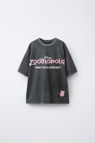 Zara 迪士尼 © 動物方城市褪色效果T恤 - 煤灰色