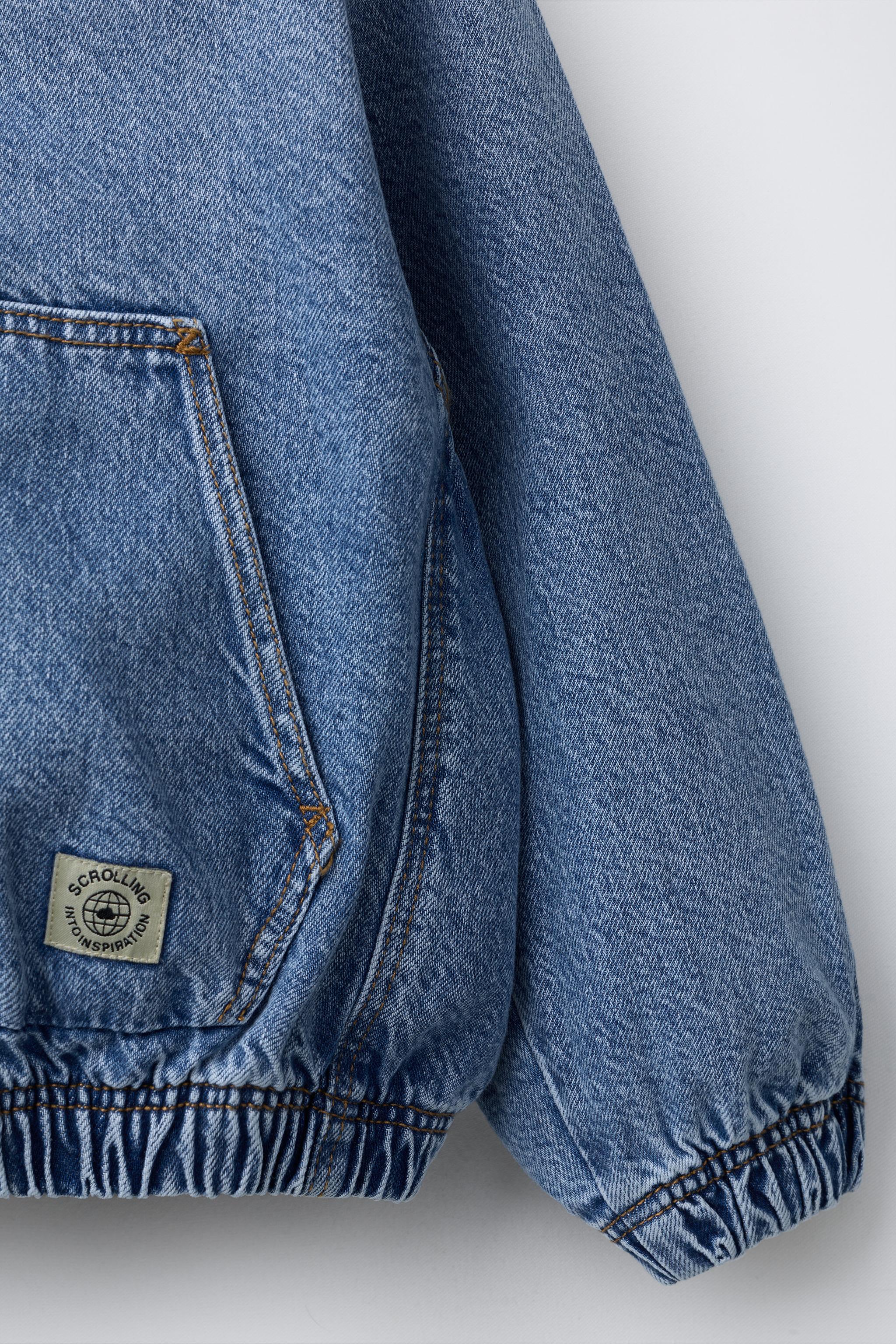 フード付きデニムジャケット - ミディアムブルー | ZARA Japan / 日本