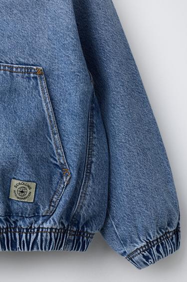 VESTE EN DENIM À CAPUCHE - Bleu moyen de Zara - Image 3