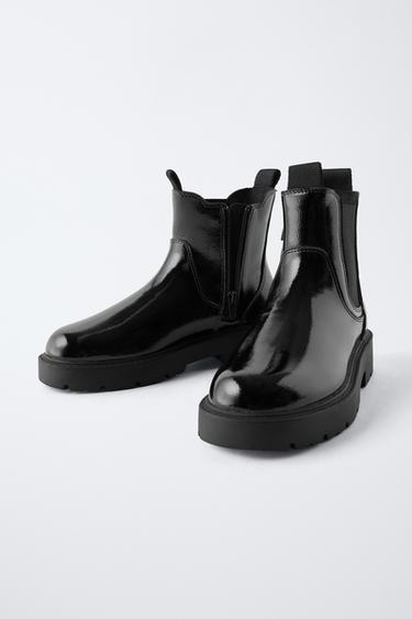PATENT LEATHER ANKLE BOOTS - Black by Zara - Image 2