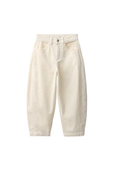 CORDUROY BARREL TROUSERS - Ecru by Zara