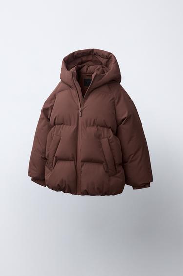 معطف منجد بغطاء رأس مقاوم للماء - dark russet الخاص بـ Zara