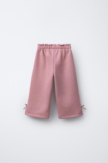 PANTALON EN MOLLETON LACETS BRILLANTS - Rose moyen de Zara - Image 1