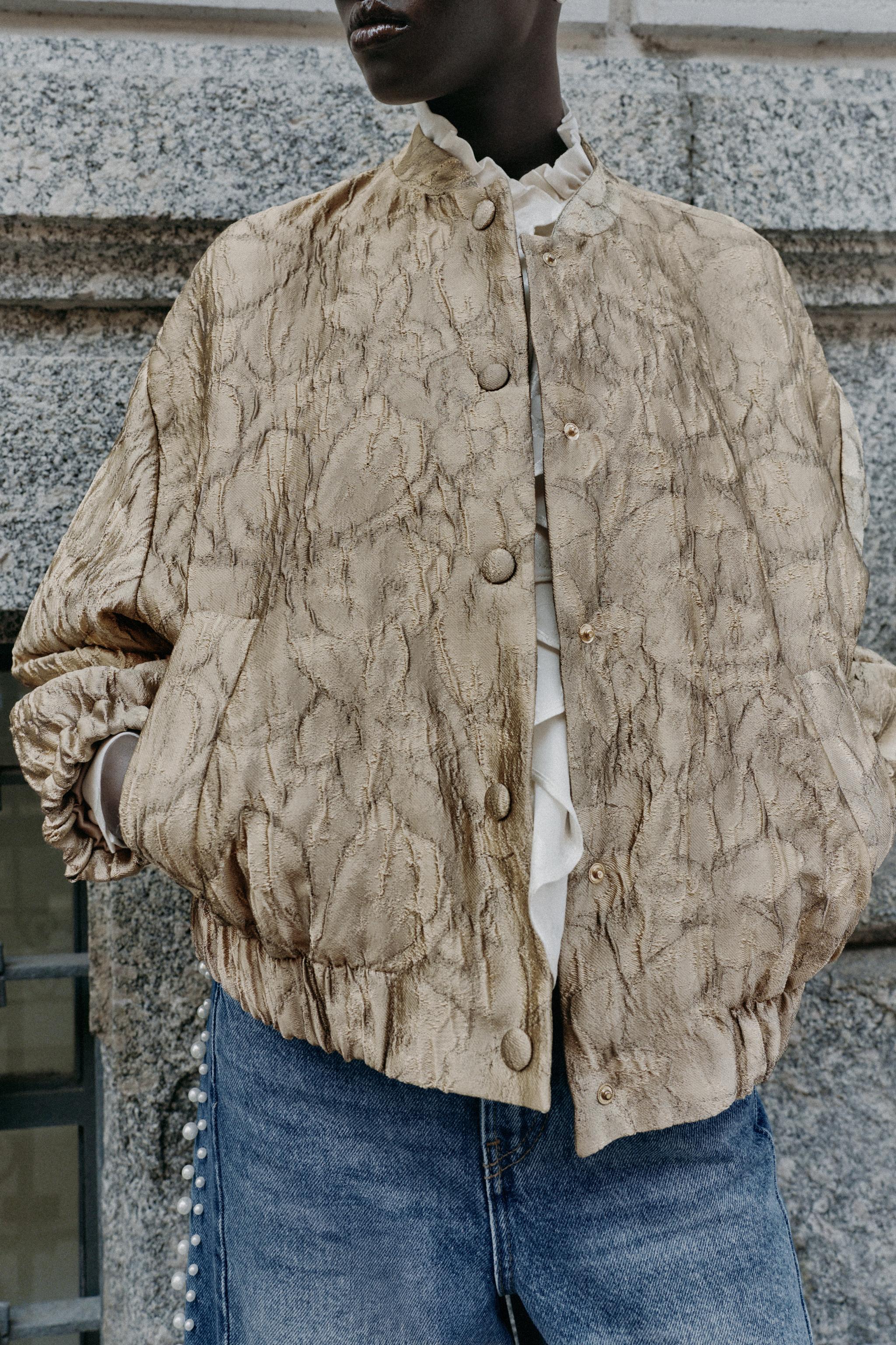 FLORAL JACQUARD BOMBER JACKET