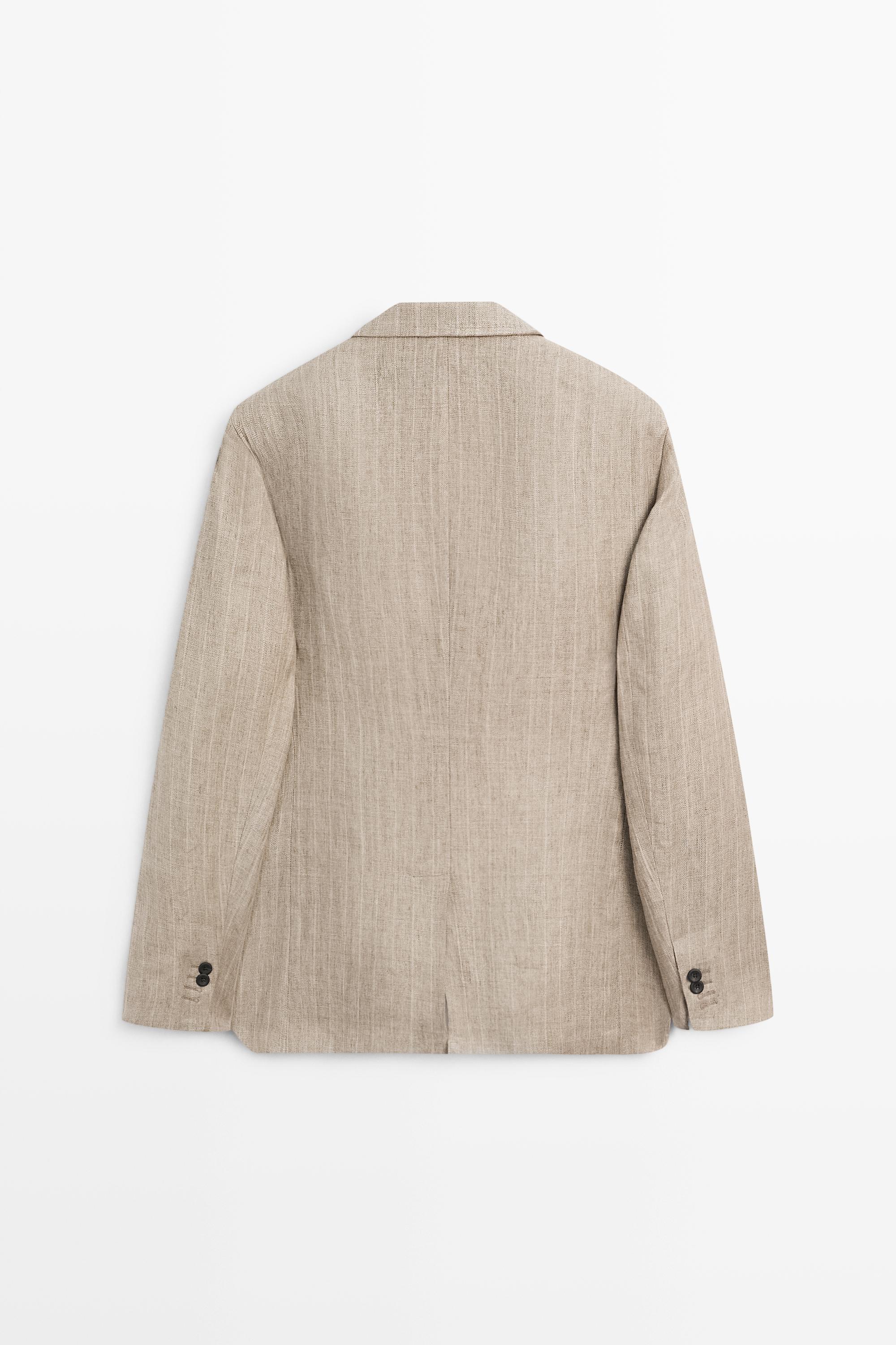 Blazer rayé à chevrons en lin