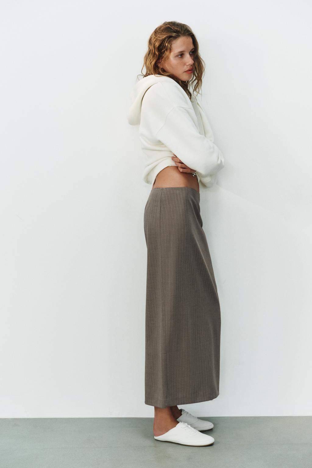 PINSTRIPE MIDI SKIRT