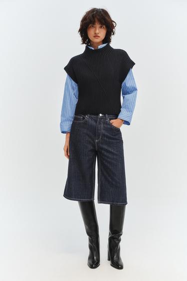 Zara 羅紋針織背心 - 海藍色