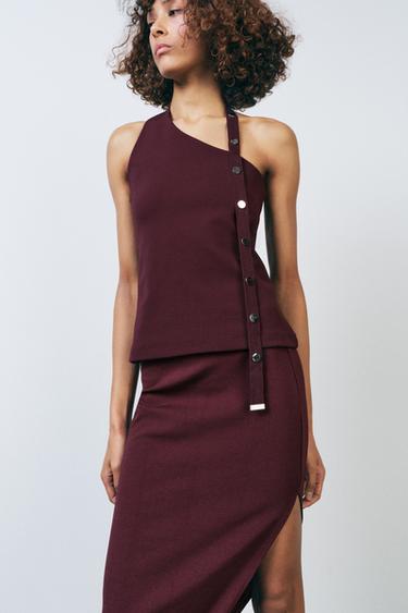 JUPE ASYMÉTRIQUE EN CRÊPE - Bordeaux de Zara - Image 3