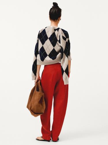 Zara Voluminous linen trousers - Red