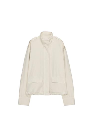 Zara HIGH COLLAR JACKET - Oyster-white