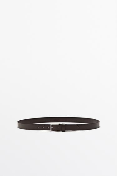 Zara Nappa leather belt with rectangular buckle - Brown - Image 0