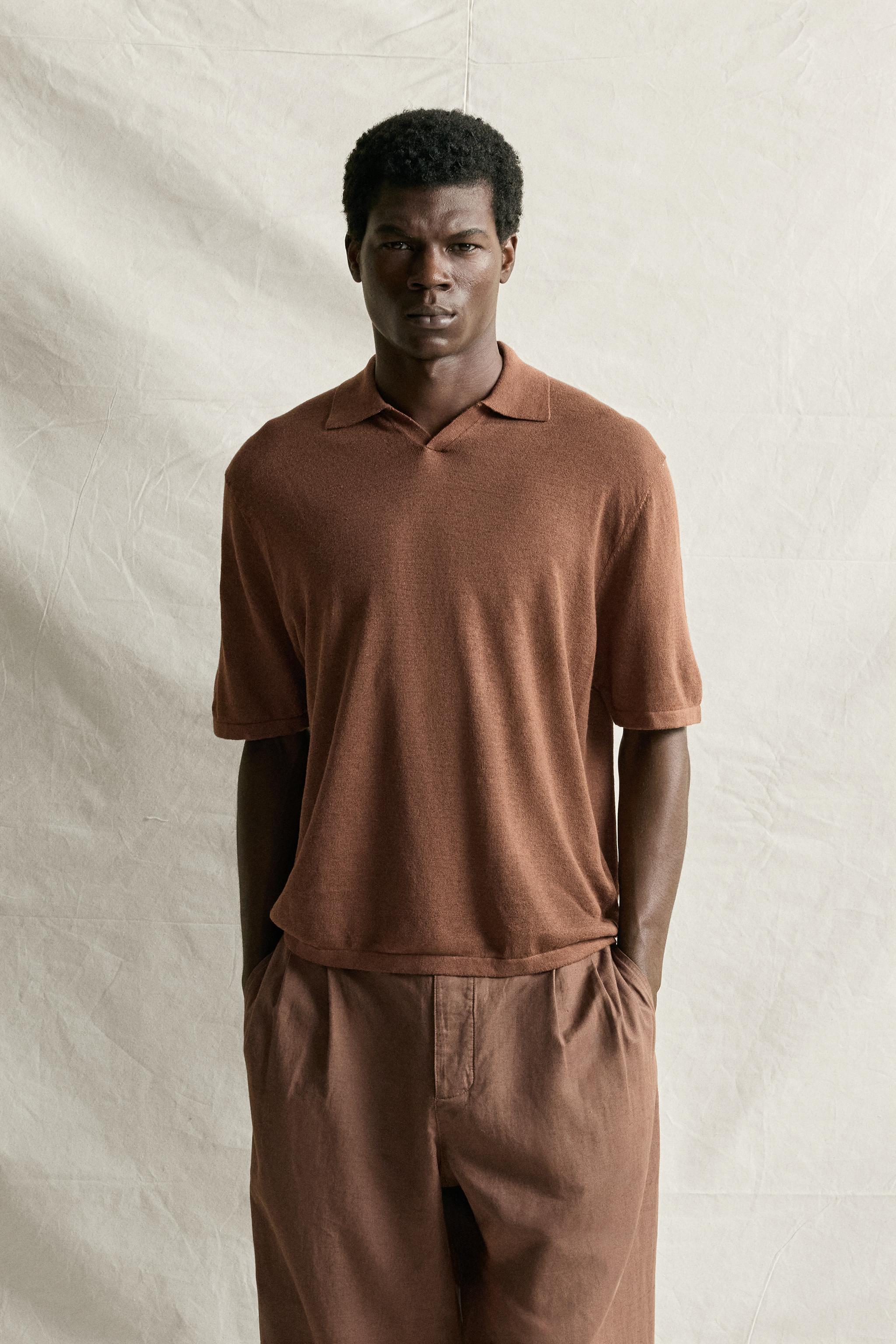 HEMP COTTON BLEND KNIT POLO