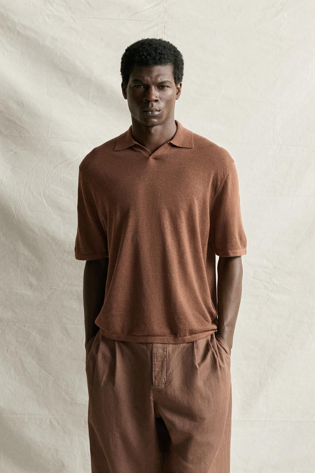 HEMP/COTTON KNIT POLO SHIRT