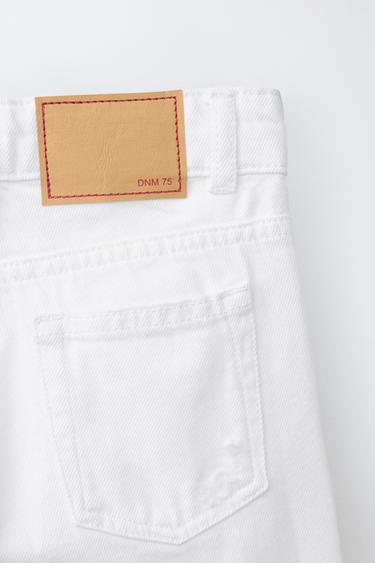 RIPPED STRAIGHT DENIM BERMUDA SHORTS - White by Zara - Image 3