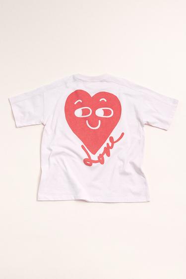 CAMISETA ESTAMPADO CORAZÓN - Rosa de Zara