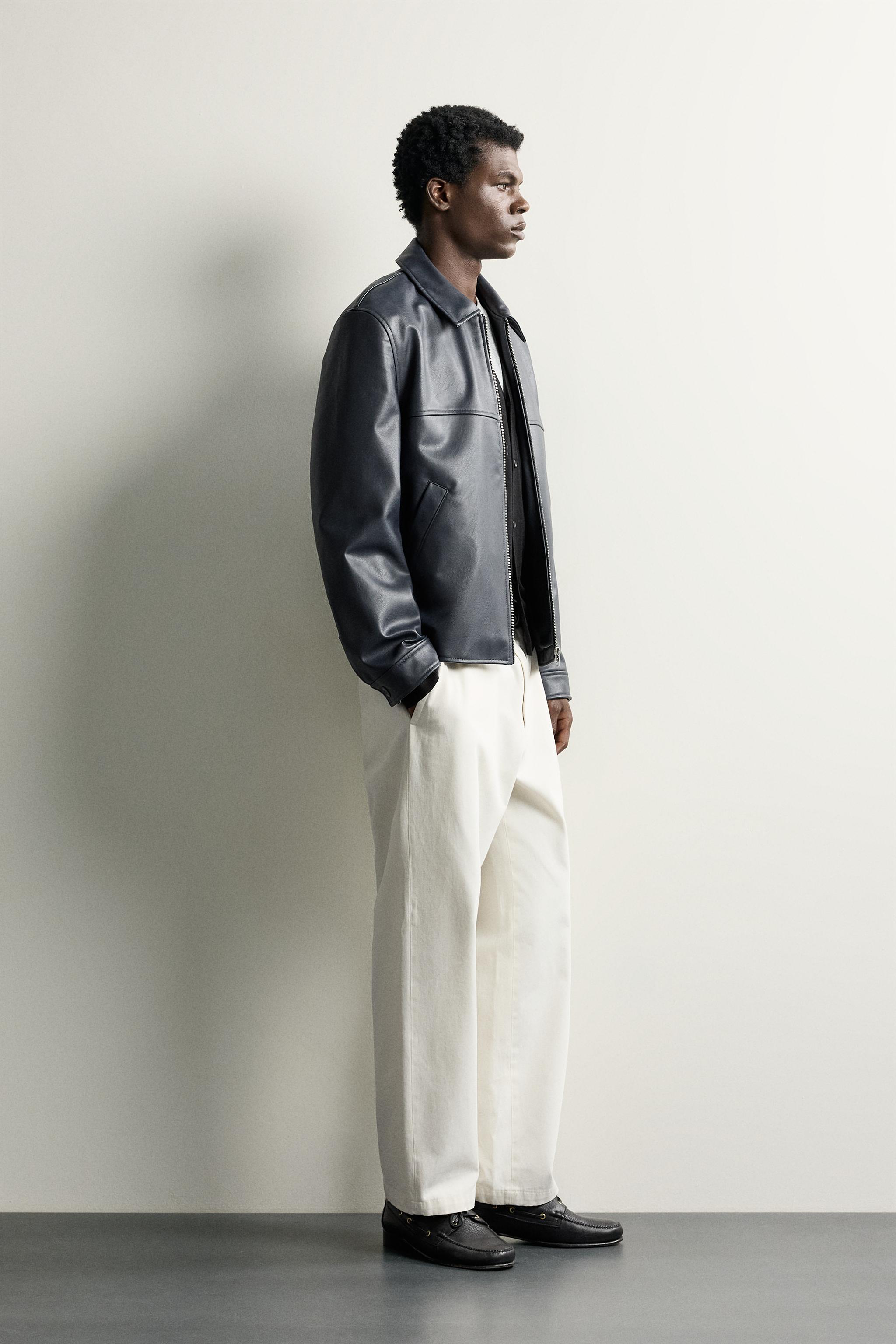 BLOUSON REGULAR FIT EFFET MATIÈRE SYNTHÉTIQUE