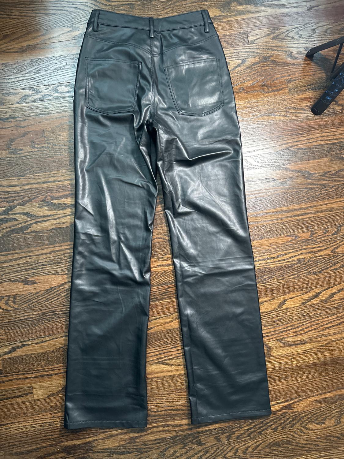 FAUX LEATHER HIGH RISE STRAIGHT LEG PANTS - Image 2