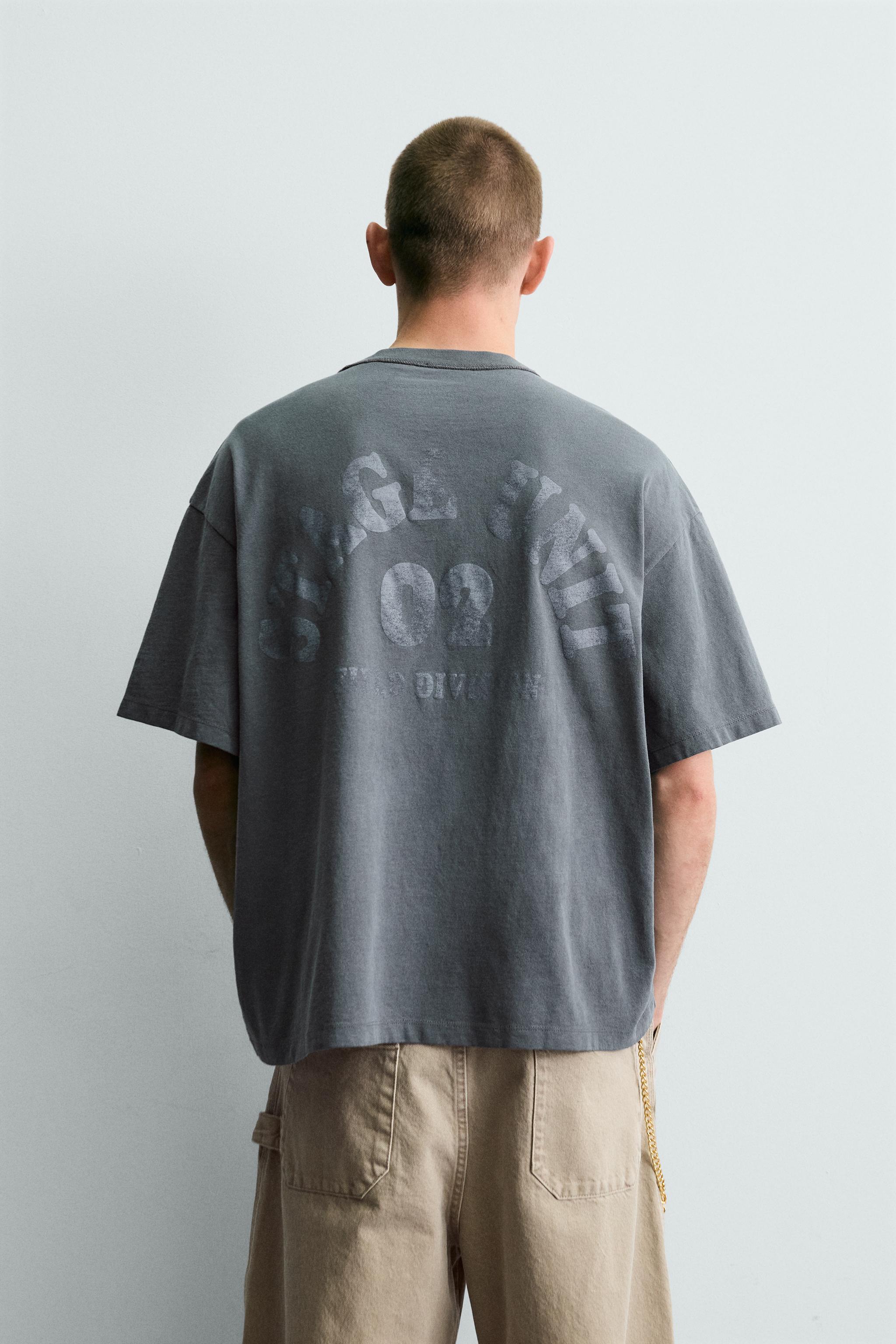 T-SHIRT DÉLAVÉ À IMPRIMÉS EN CONTRASTE