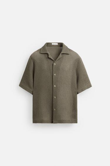OPEN TEXTURED SHIRT - Mink by Zara - Image 5