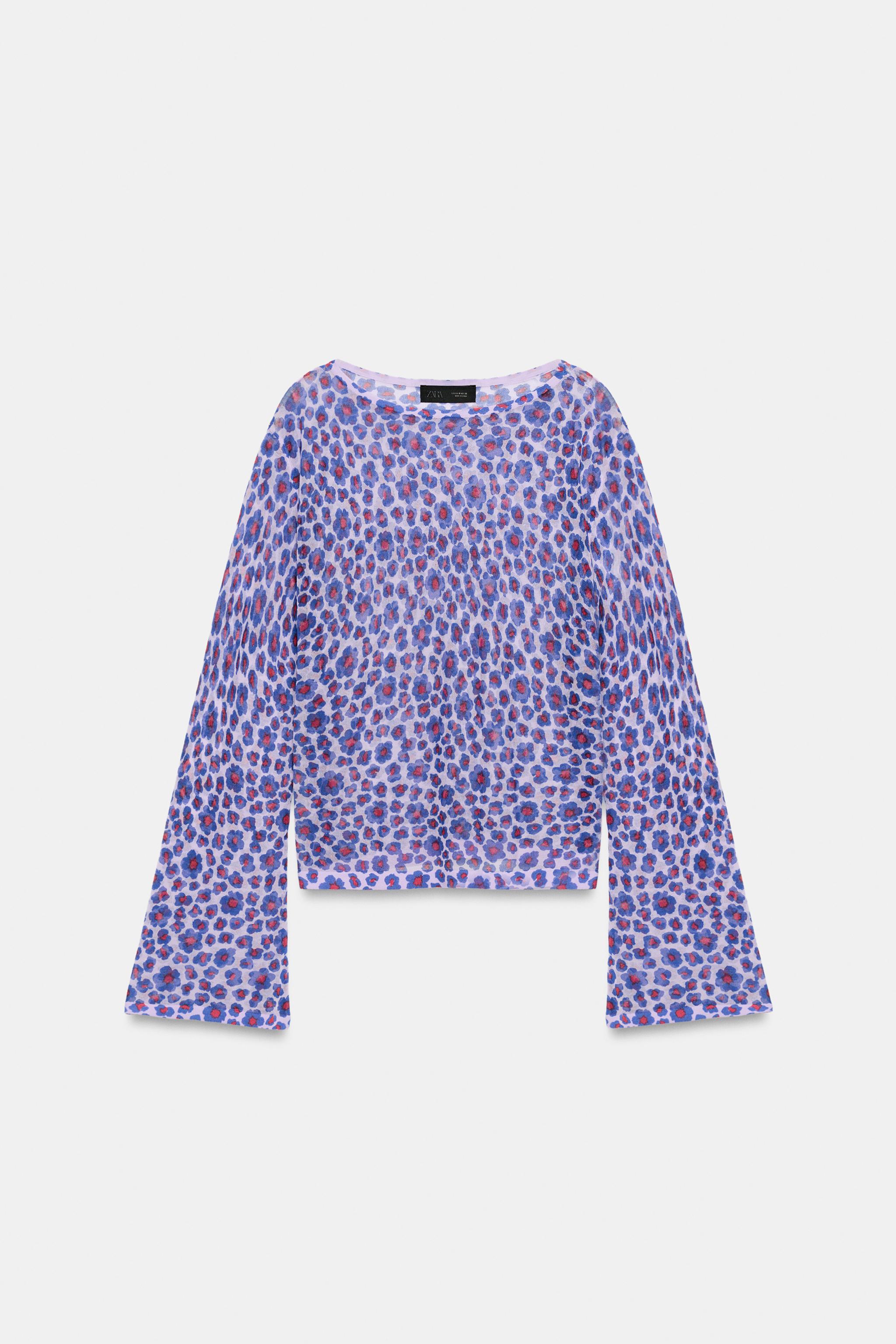 TOP À FLEURS EN MAILLE FINE