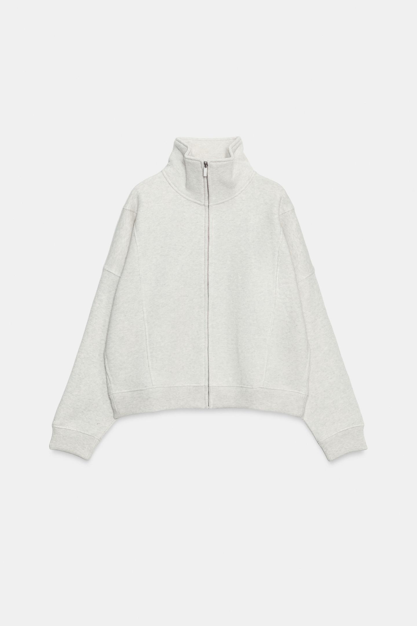 Женская толстовка Zara Zip-Up Fleece, цвет: Серый меланжевый — фото 6