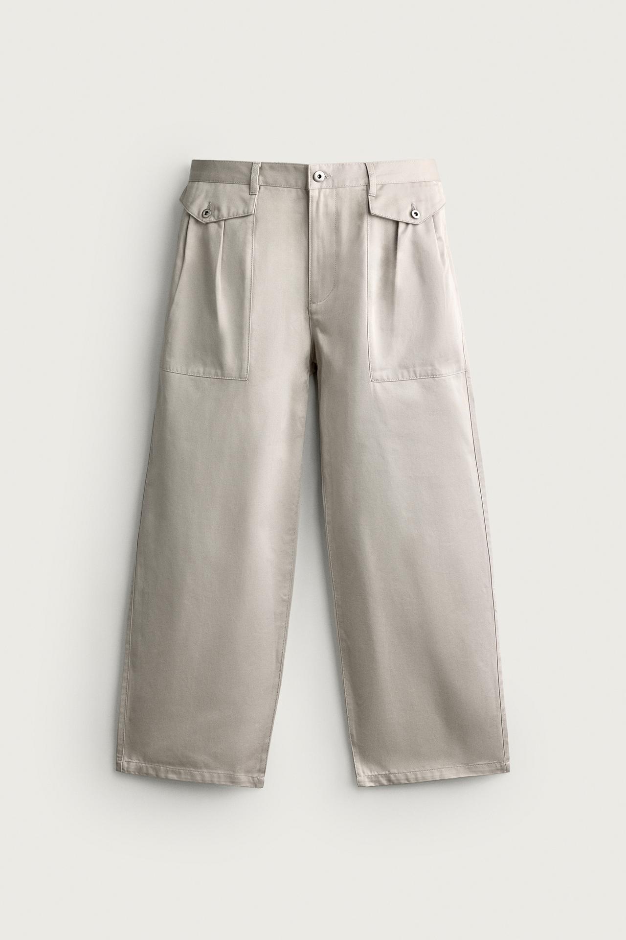 STRAIGHT RELAXED FIT POCKET PANTS — Stone