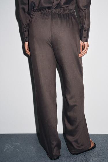 ZW COLLECTION STRIPED PYJAMA TROUSERS - Chocolate brown by Zara - Image 2