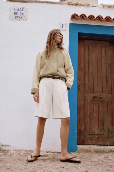 Zara COMBINATION PUFFER JACKET - Sand