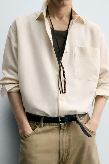 RELAXED FIT FLOWING SHIRT - Ecru by Zara - Image 4