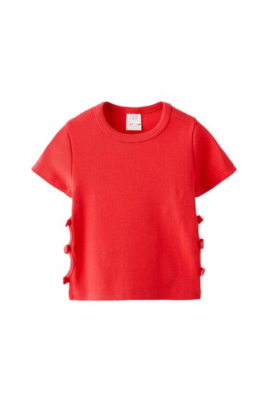CUT-OUT T-SHIRT WITH BOWS