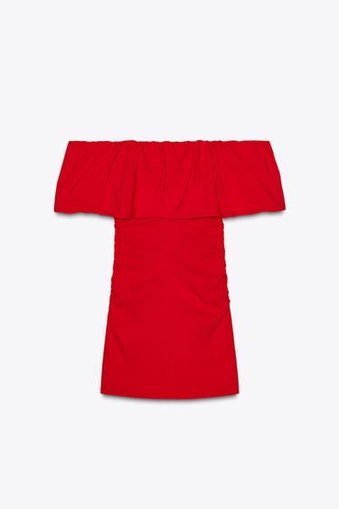 RUFFLED MINI DRESS - Red by Zara - Image 7