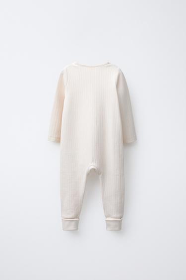 PYJAMA COMBINAISON TEXTURÉ AVEC PIEDS CONVERTIBLES - Écru de Zara - Image 3