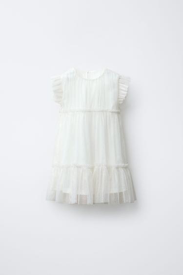 VESTIDO BORDADO EM TULE - Dourado da Zara