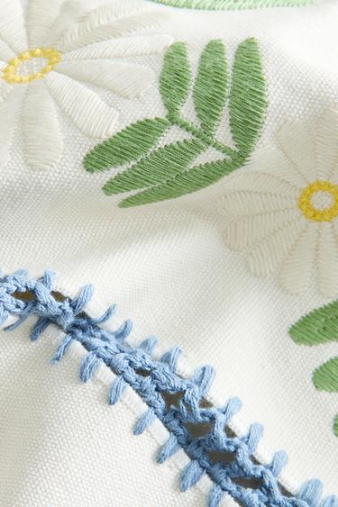 COTTON TABLECLOTH WITH CONTRAST EMBROIDERY - Ecru by Zara - Image 3