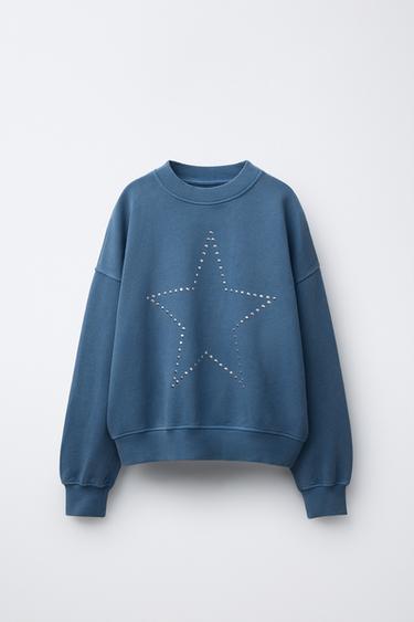 STAR STUD FADED SWEATSHIRT - Mid-blue by Zara - Image 0