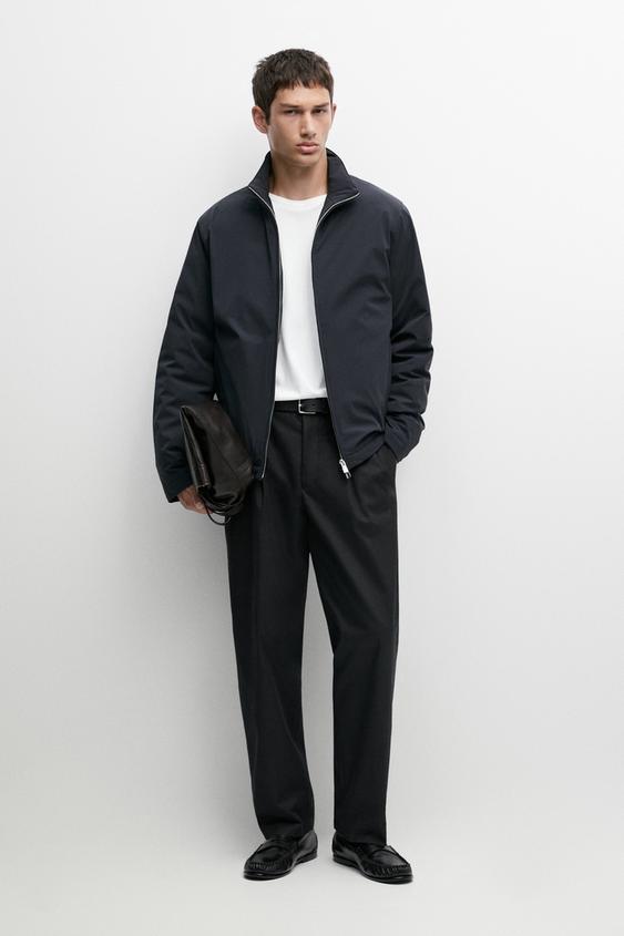 Zara Lightweight quilted down bomber jacket - Light blue - Image 0