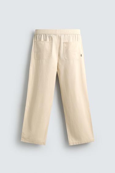 PANTALON COUPE DÉCONTRACTÉE À CHEVRONS - Beige clair de Zara - Image 7